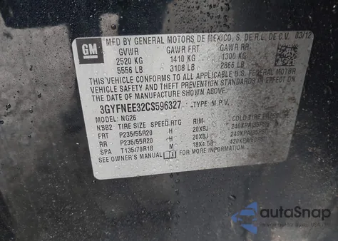 2012 Cadillac Srx Performance Collection z USA, uszkodzony, nr VIN 3GYFNEE32CS596327